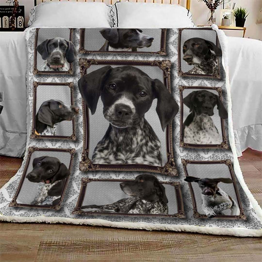 German Shorthaired Pointer Frame Fleece Blanket Sherpa Blanket The Daisy Shop