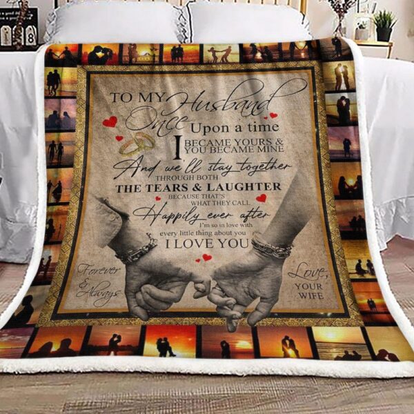 Sunset To My Husband Fleece Blanket Sherpa Blanket