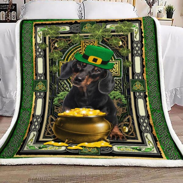 St Patrick Dachshund Fleece Blanket Sherpa Blanket