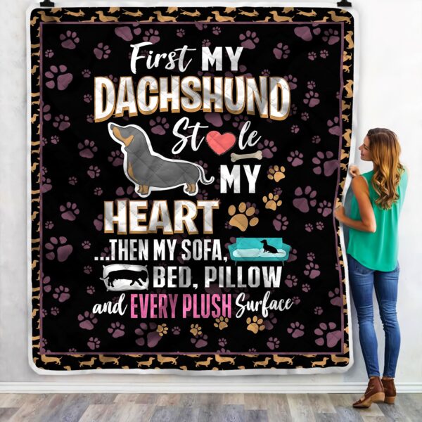 Dachshund Stole My Heart Fleece Blanket Sherpa Blanket