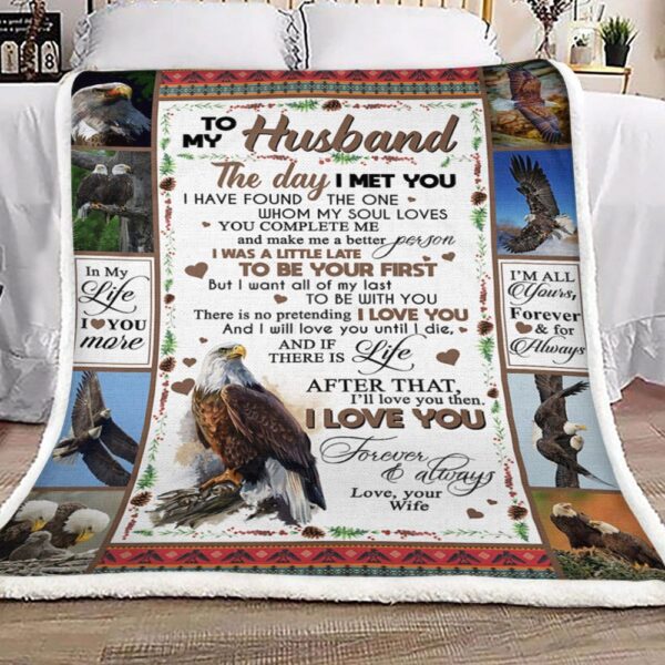 To My Husband Eagle Fleece Blanket Sherpa Blanket