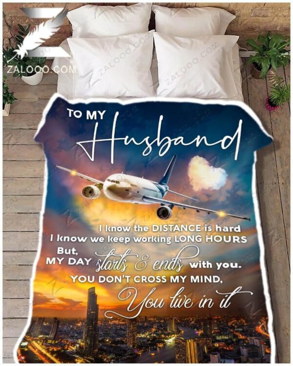 To My Husband Airplane Fleece Blanket Sherpa Blanket