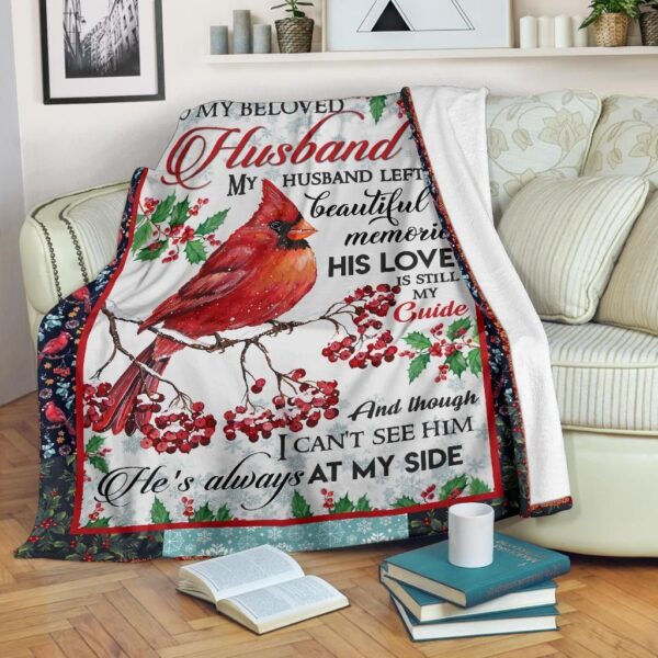 Cardinal To My Husband Fleece Blanket Sherpa Blanket