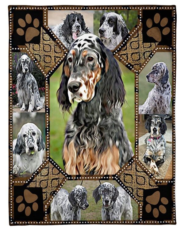 English Setter Embroidery Fleece Blanket Sherpa Blanket