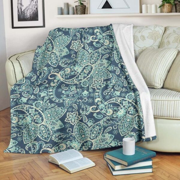 Blue Sky Paisley Bohemian Fleece Blanket Sherpa Blanket