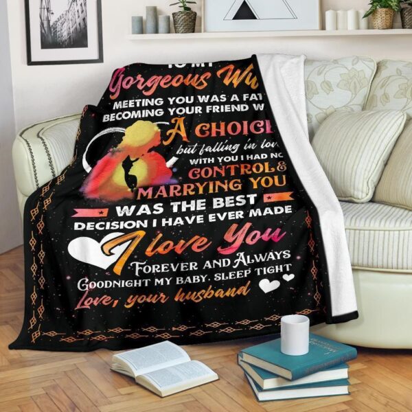 To My Gorgeous Wife Gift From Husband Fleece Blanket Sherpa Blanket