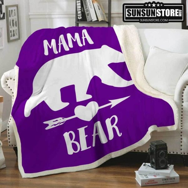 Mama Bear Purple Fleece Blanket Sherpa Blanket