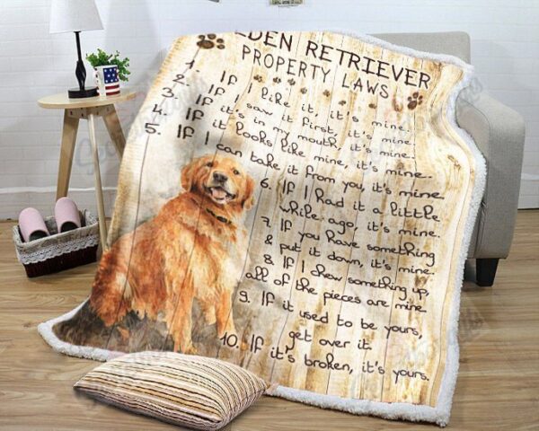 Golden Retriever Rules Fleece Blanket Sherpa Blanket