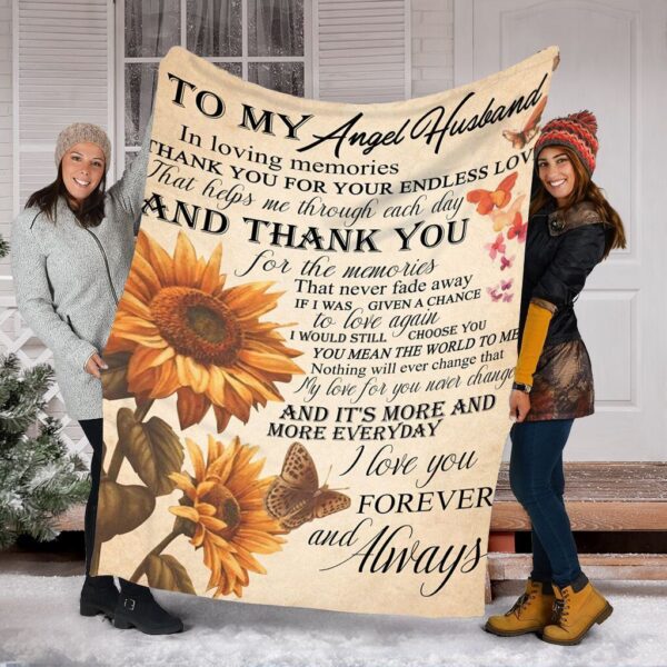 To My Angel Husband Fleece Blanket Sherpa Blanket