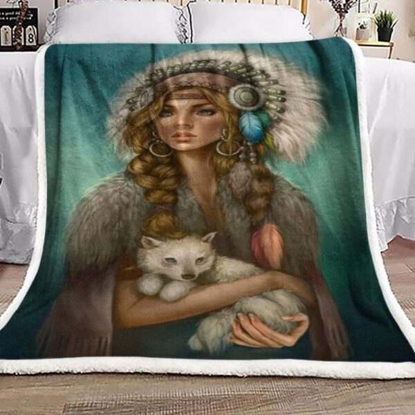 Indian Woman And Baby Wolf Fleece Blanket Sherpa Blanket
