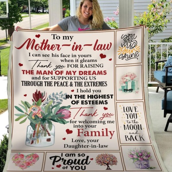To Mother In Law Thanks For Welcoming Me Into Your Family Fleece Blanket Sherpa Blanket