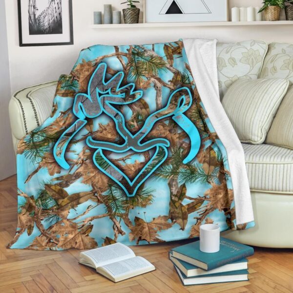 Her Buck His Doe Blue Camo Fleece Blanket Sherpa Blanket