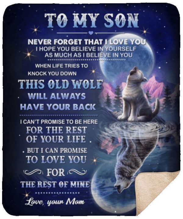 To My Son Wolf Fleece Blanket Sherpa Blanket