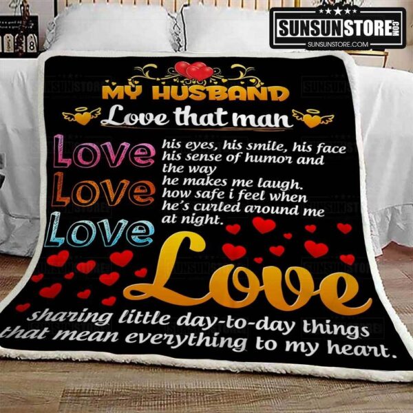 My Husband, Love That Man Black Fleece Blanket Sherpa Blanket