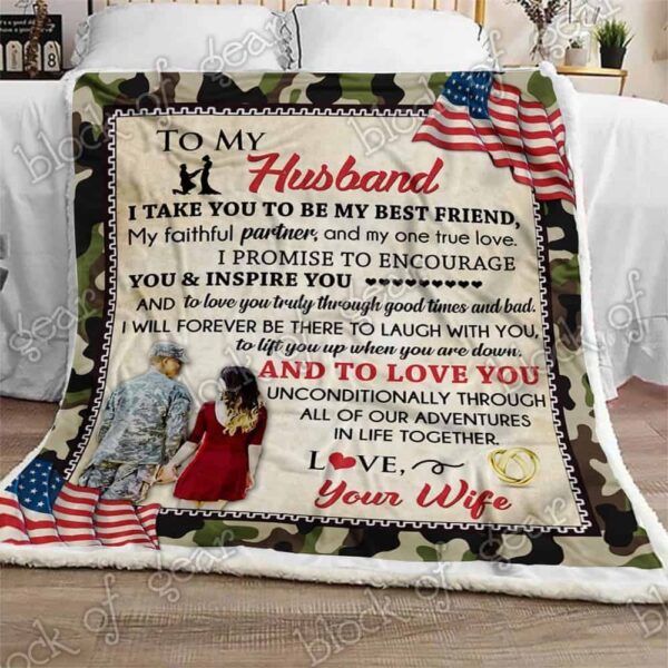 My Husband My Soldier Fleece Blanket Sherpa Blanket