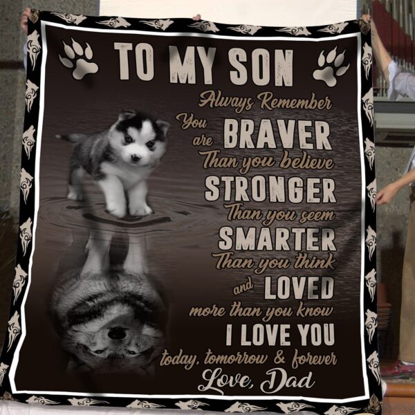 To My Son Wolf Fleece Blanket Sherpa Blanket