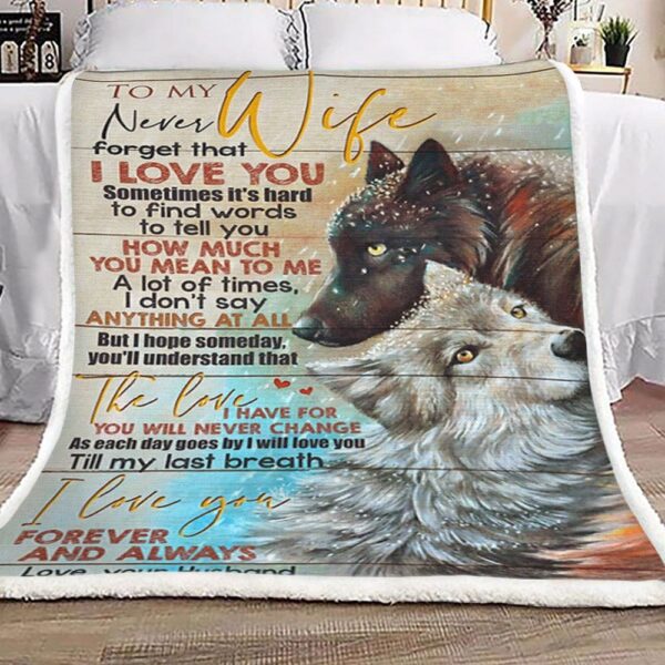 Husband To Wife Wolf Fleece Blanket Sherpa Blanket