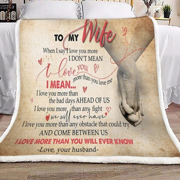 Husband To Wife Wolf Fleece Blanket Sherpa Blanket