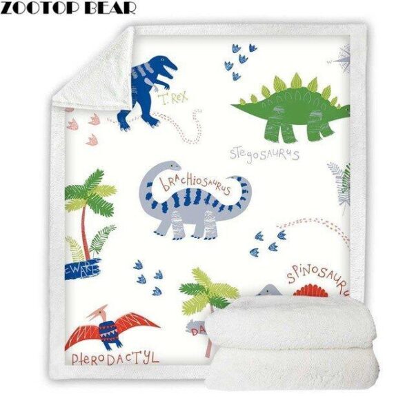 Dinosaur Fleece Blanket Sherpa Blanket