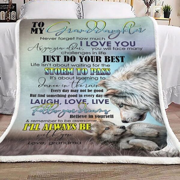 Grandma Wolf To Granddaughter Fleece Blanket Sherpa Blanket
