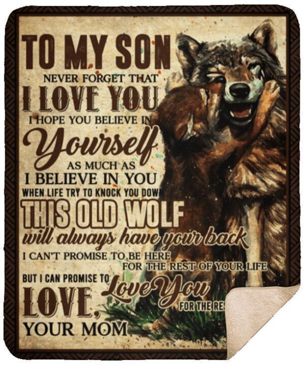 To My Son Wolf Fleece Blanket Sherpa Blanket