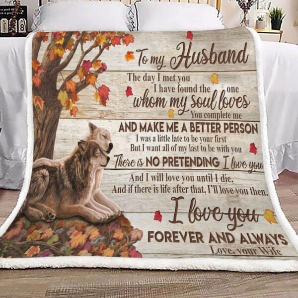 To My Husband Wolf Fleece Blanket Sherpa Blanket