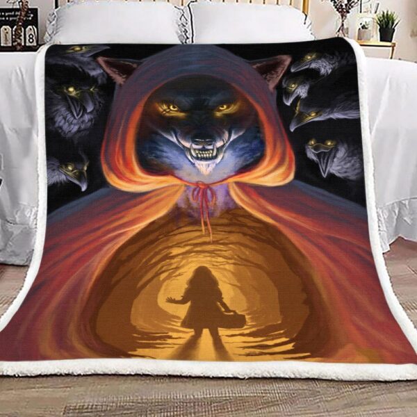 Red Hood Wolf Fleece Blanket Sherpa Blanket