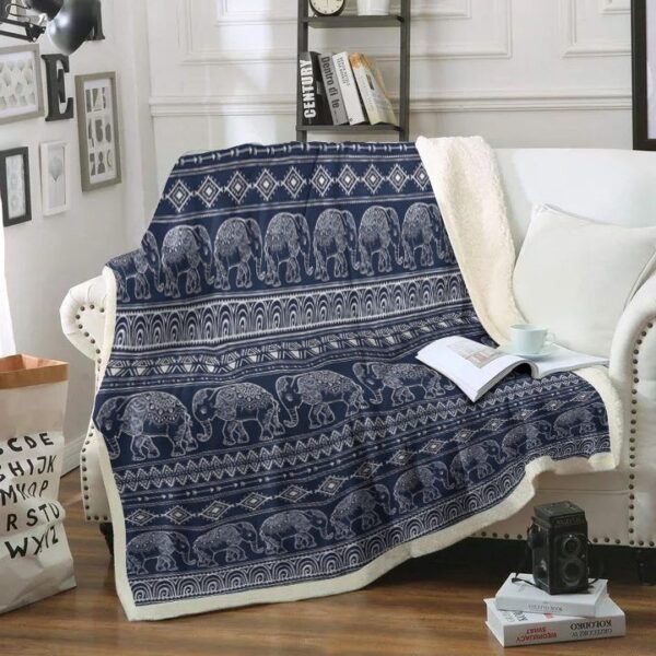 Elephant Mandala Fleece Blanket Sherpa Blanket