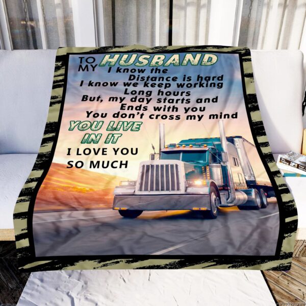 To My Husband Truck Driver Fleece Blanket Sherpa Blanket