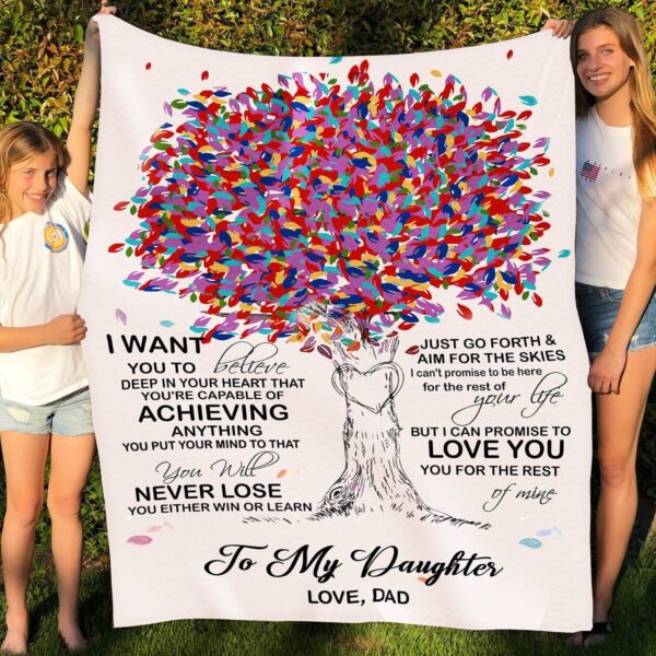 Daughter Dad Never Lose Fleece Blanket Sherpa Blanket