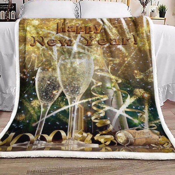 Happy New Year Fleece Blanket Sherpa Blanket