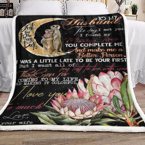 To My Husband Meerkat Fleece Blanket Sherpa Blanket
