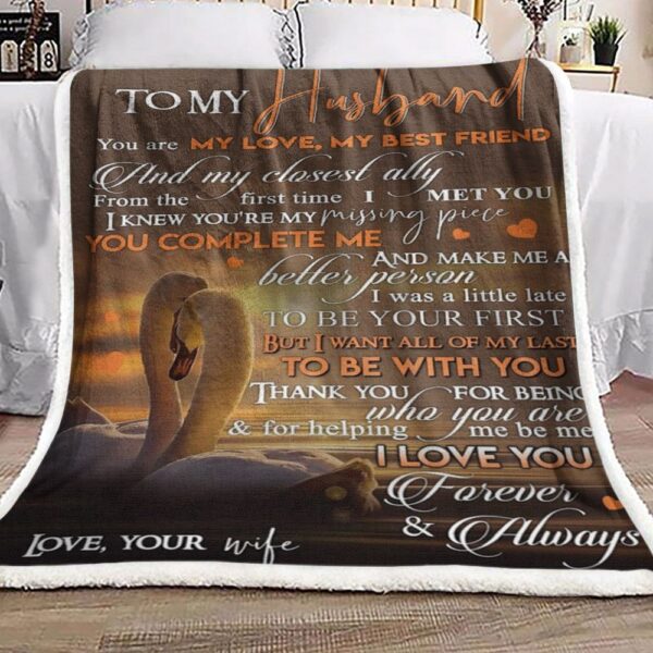 To My Husband Fleece Blanket Sherpa Blanket