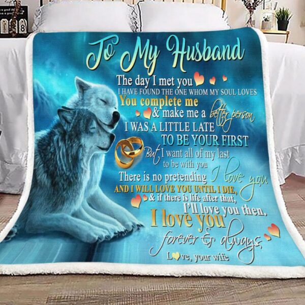 To My Husband Wolf Fleece Blanket Sherpa Blanket