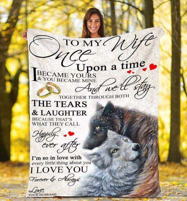 To My Wife Wolf Fleece Blanket Sherpa Blanket