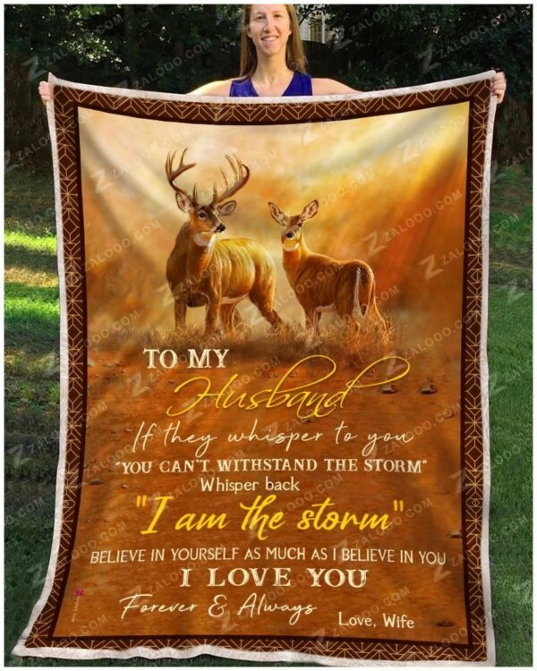 Buck And Doe To My Husband I Love You Forever And Always Fleece Blanket Sherpa Blanket