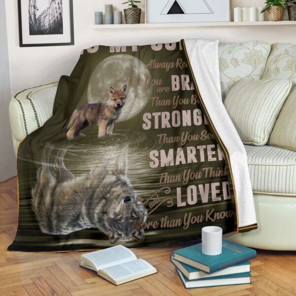 To My Son Wolf Fleece Blanket Sherpa Blanket