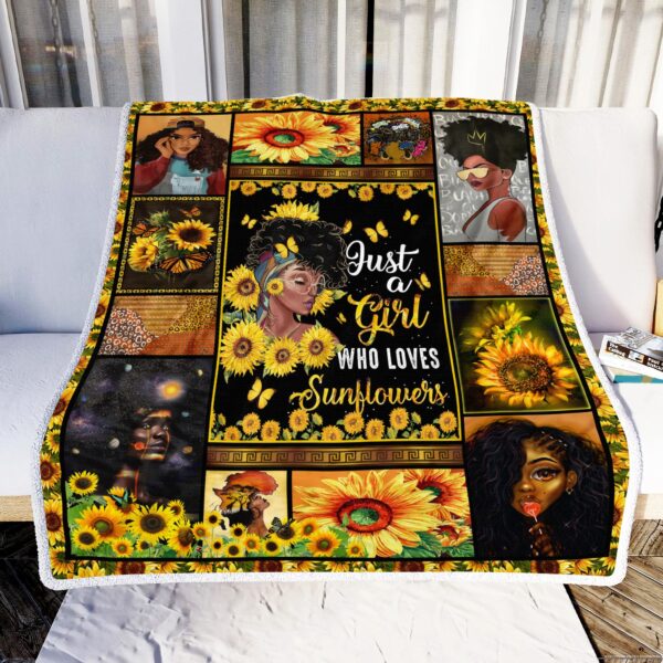 Just A Girl Who Loves Sunflowers Fleece Blanket Sherpa Blanket