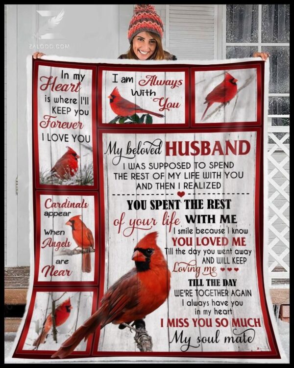 Cardinal To My Beloved Husband I Miss You So Much Fleece Blanket Sherpa Blanket