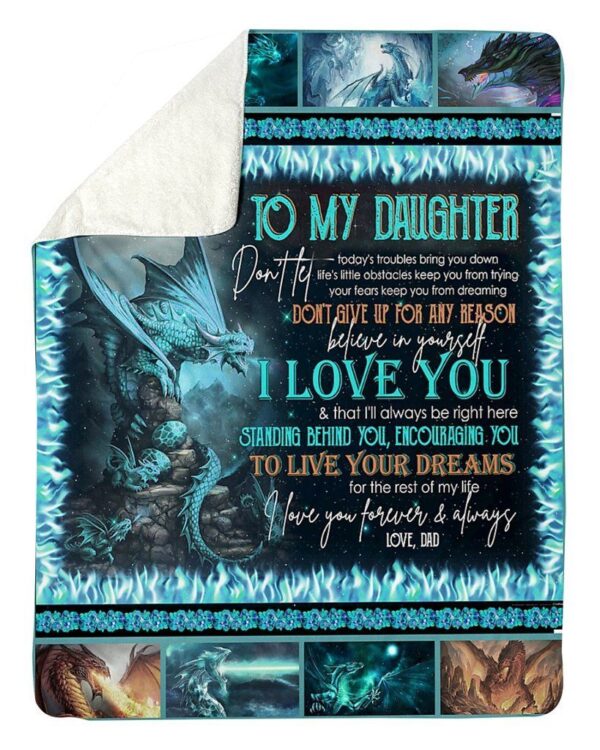 Dinosaur Dad To Daughter Fleece Blanket Sherpa Blanket