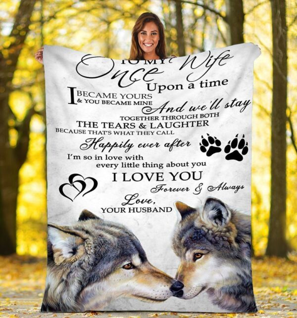To My Wife Wolf Fleece Blanket Sherpa Blanket