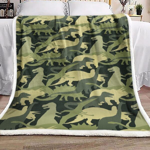 Camouflage Dinosaur Fleece Blanket Sherpa Blanket