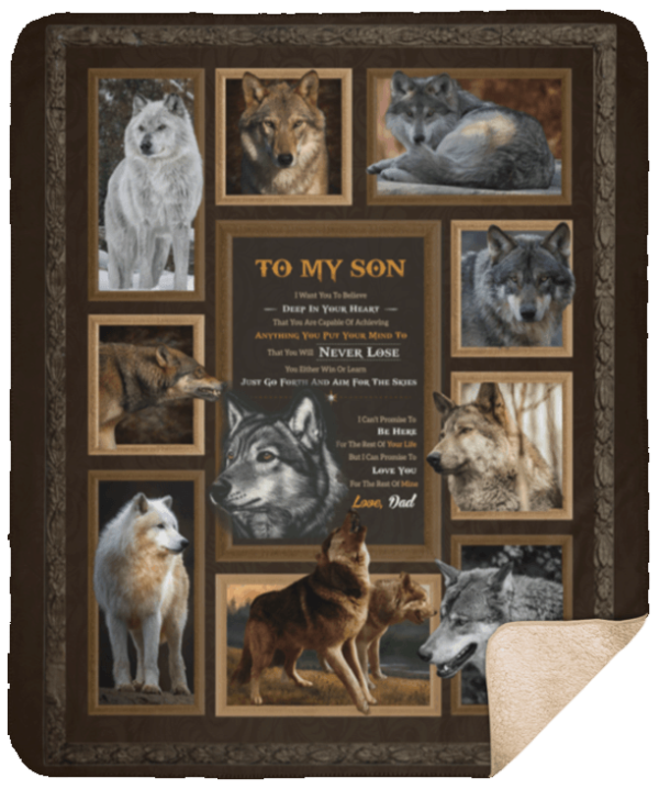 To My Son Wolf Fleece Blanket Sherpa Blanket