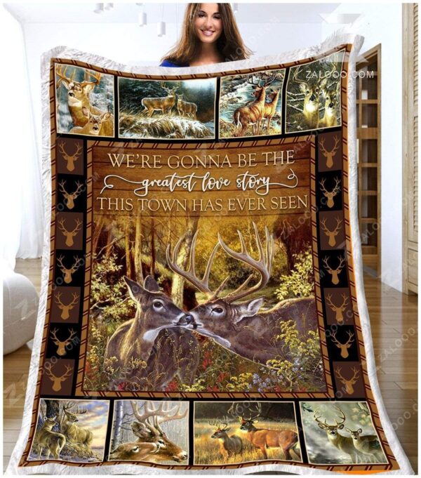 Deer To My Husband We Are Gonna Be The Greatest Fleece Blanket Sherpa Blanket