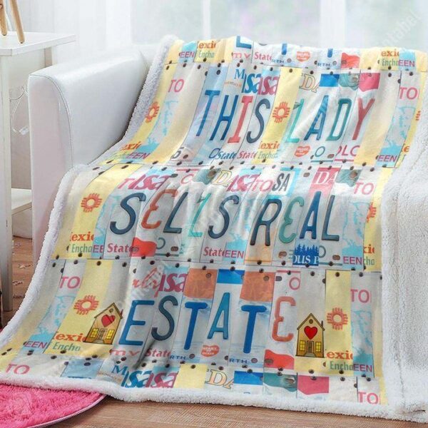 This Lady Sells Real Estate Fleece Blanket Sherpa Blanket