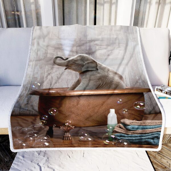 Elephant In A Bathtub Fleece Blanket Sherpa Blanket