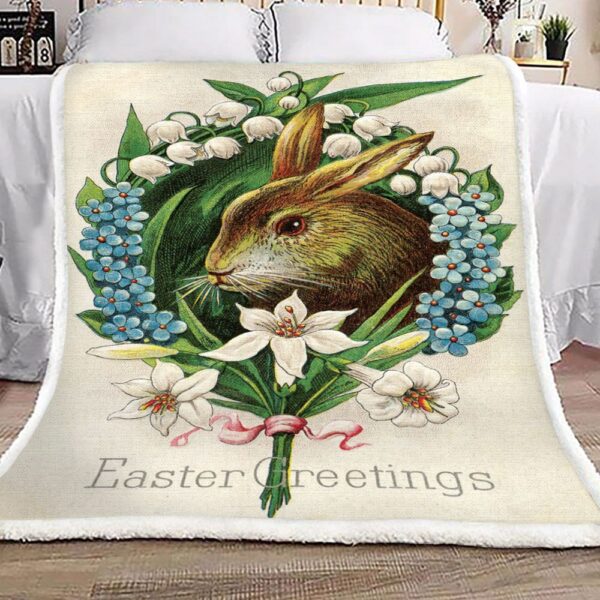 Easter Greetings Fleece Blanket Sherpa Blanket