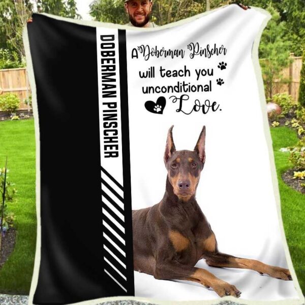 Doberman Pinscher Fleece Blanket Sherpa Blanket