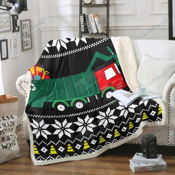 Garbage Truck Christmas Fleece Blanket Sherpa Blanket