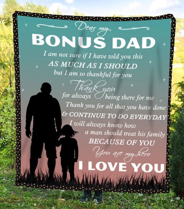 Dear My Bonus Dad I Love You Fleece Blanket Sherpa Blanket